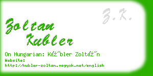 zoltan kubler business card